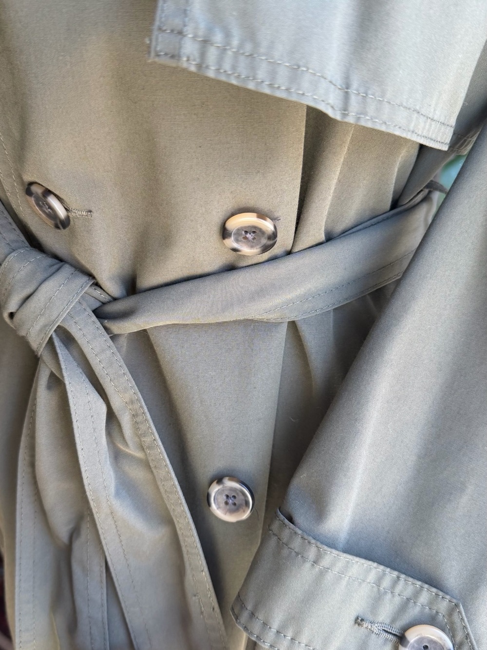 Abercrombie & Fitch Olive Green Trench Coat - Size Medium - Picture 9 of 11